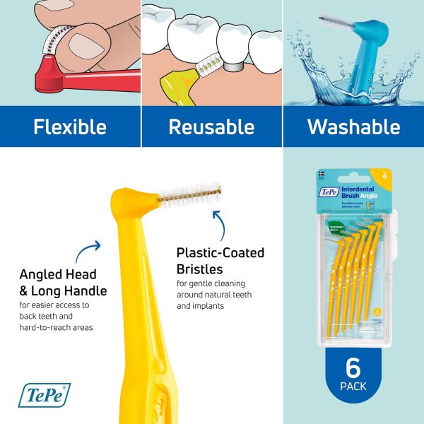 TePe Interdental Brush Angle, Angled Dental Brush for Teeth Cleaning