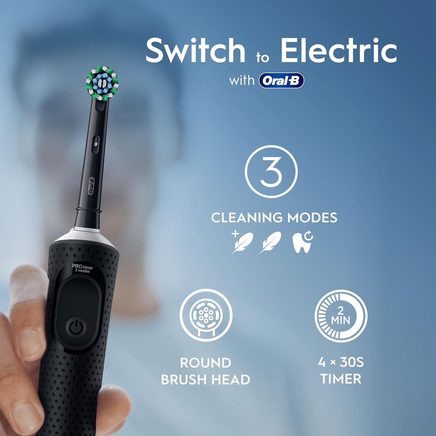 Oral-B Vitality Pro Twin Pack - Black & Blue Electric Toothbrushes - UK Plug