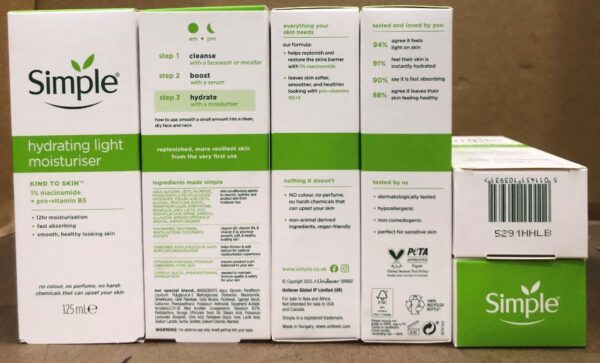 Simple Hydrating Light Moisturiser 125ml Kind to Skin